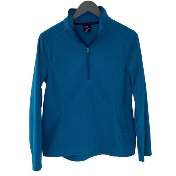 Lands End Micro Fleece 1/4 Zip Jacket/Sweater. Size‎ Medium. Teal blue - Picture 1 of 7